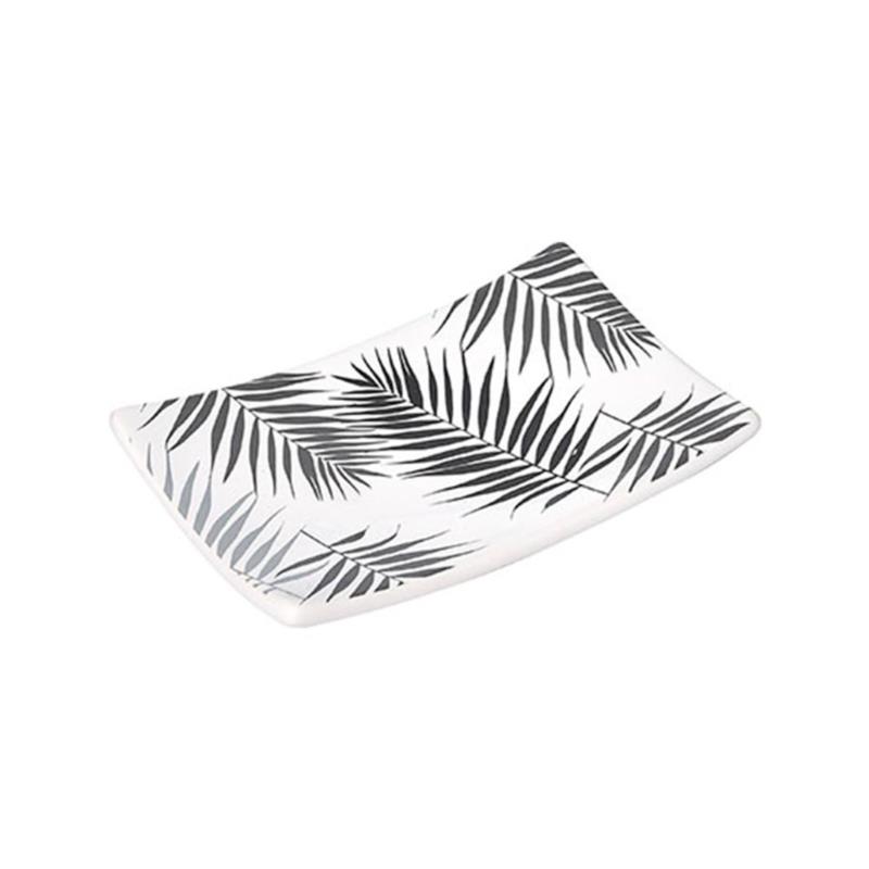Κεραμική Σαπουνοθήκη Soap Dish σε λευκό χρώμα με γκρι σχέδιο, 14x9.2x2.6 cm, Lodge - Aria Trade