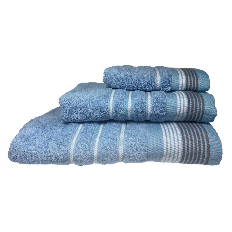 Σετ πετσέτες 3τμχ Βαμβακερές Bella Blue 24home (Ύφασμα: Βαμβάκι 100%, Χρώμα: Μπλε) - 24home.gr - 24-bella-blue