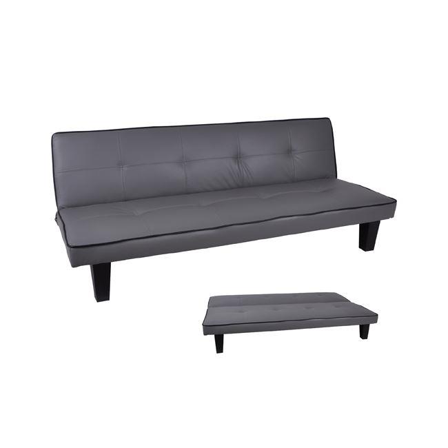 Καναπές-κρεβάτι "BERIT" τριθέσιος από τεχνόδερμα σε γκρι χρώμα 179x83x70