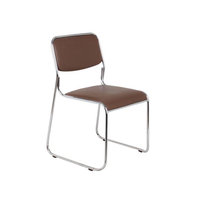 Καρέκλα επισκέπτη "CAMPUS" χρωμίου από τεχνόδερμα σε καφέ χρώμα 51x52x78