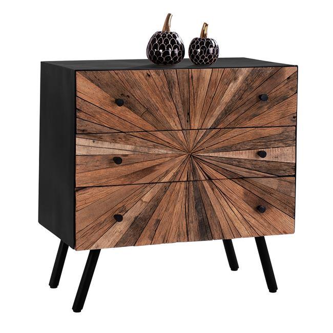 Συρταριέρα "URBAN" ξύλινη σε χρώμα μαύρο/φυσικό 75x37x75,5