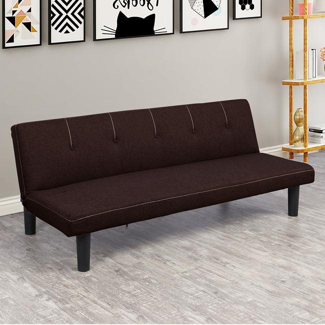 Καναπές κρεβάτι "ETHAN" από ύφασμα σε χρώμα καφέ 165x70x64