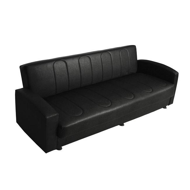 Καναπές κρεβάτι "DIMOS" από τεχνόδερμα σε χρώμα μαύρο 220x80x95
