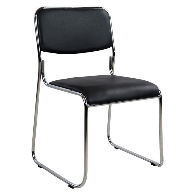 Καρέκλα επισκέπτη από μέταλλο/PU σε χρώμα μαύρο/ασημί 47x48x78