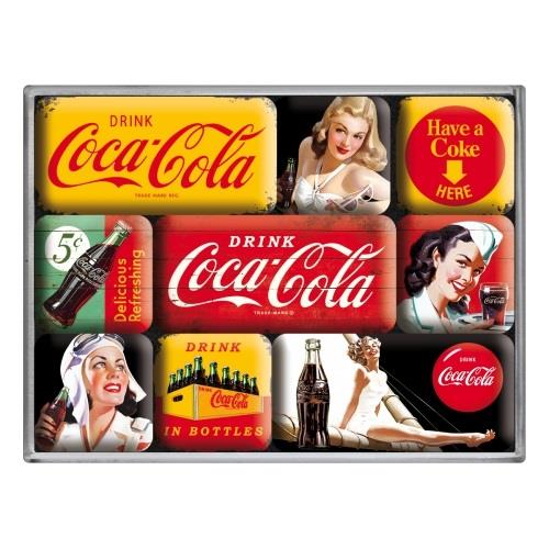 Nostalgic Μεταλλικά Μαγνητάκια (Σετ 9 τεμαχίων) Coca-Cola - Yellow Mix