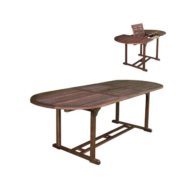 Τραπέζι οβάλ "GARDEN" επεκτεινόμενο ξύλινο σε καρυδί χρώμα 120/170x80x74