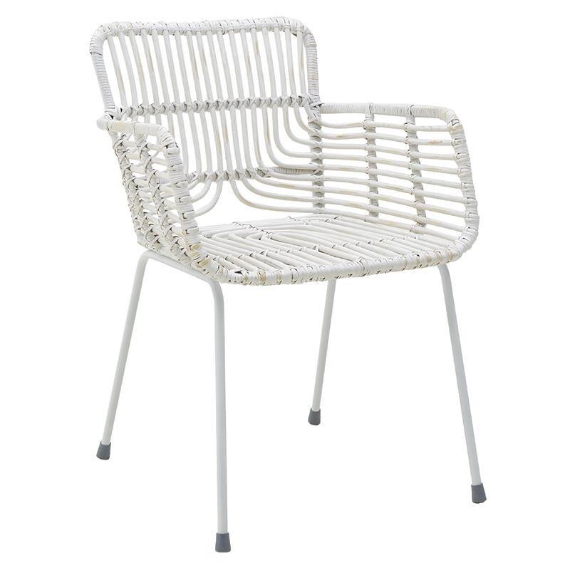 Πολυθρόνα εξωτερικού χώρου από wicker σε λευκό χρώμα 59x59x80