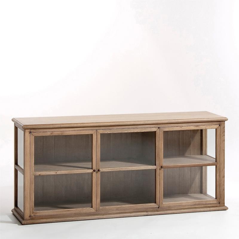 Ξύλινη βιτρίνα με τζάμι Μ40xΠ165xΥ73cm