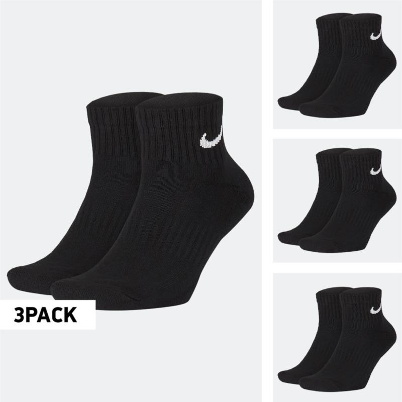 NIKE EVERYDAY CUSHIONED TRAINING ANKLE SOCKS (3 PAIRS) ΜΑΥΡΟ