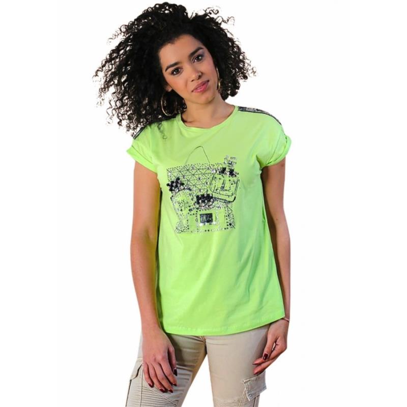 T-shirt με παγιέτα και στρας - Πράσινο