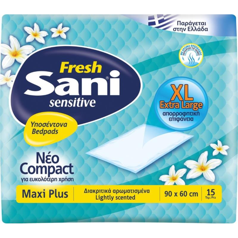 Υποσέντονα Ακράτειας Sani Sensitive Fresh Maxi Plus 15τμχ (90x60cm)