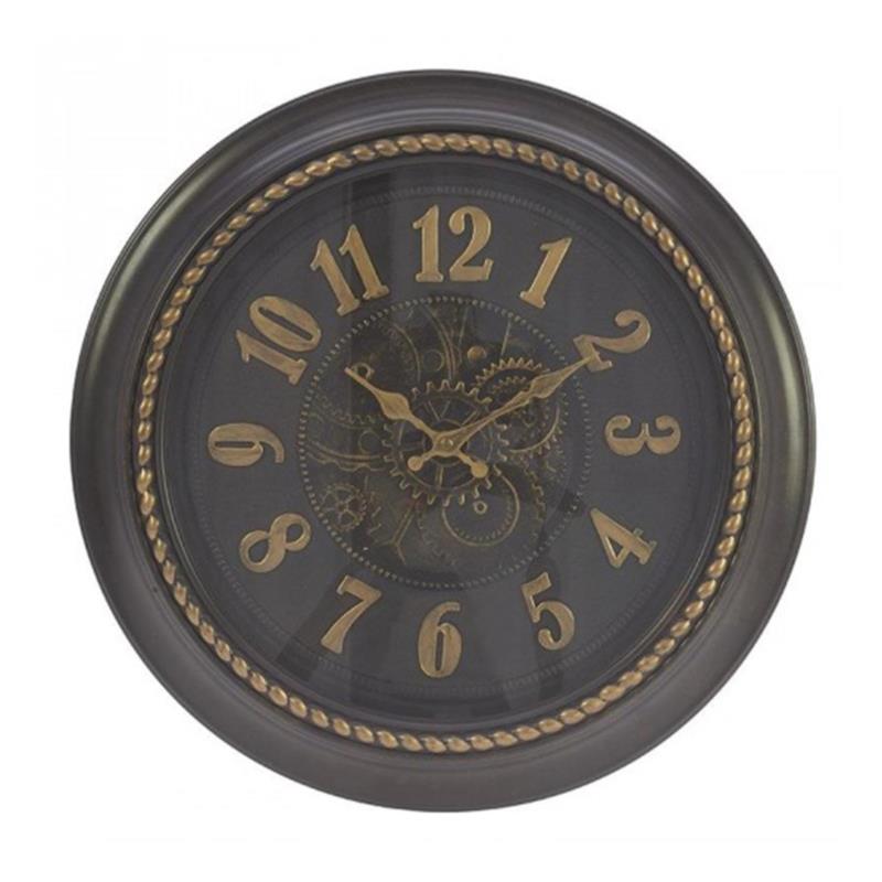 Ρολόι τοίχου pl μαύρο/χρυσό Δ40(4)cm Inart 3-20-828-0062
