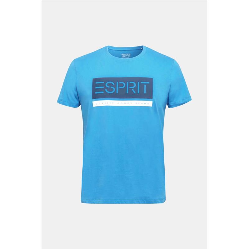 Esprit ανδρικό T-shirt με logo print στο στήθος - 129EE2K009 - Μπλε Ηλεκτρίκ