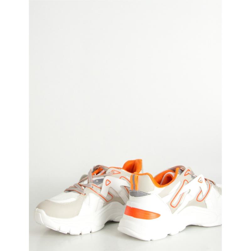 Γυναικεία λευκά δίσολα Sneakers με διπλά κορδόνια 03102L