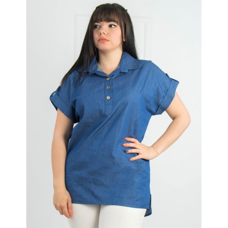 Γυναικεία τζιν πουκαμίσα Plus size 11701924
