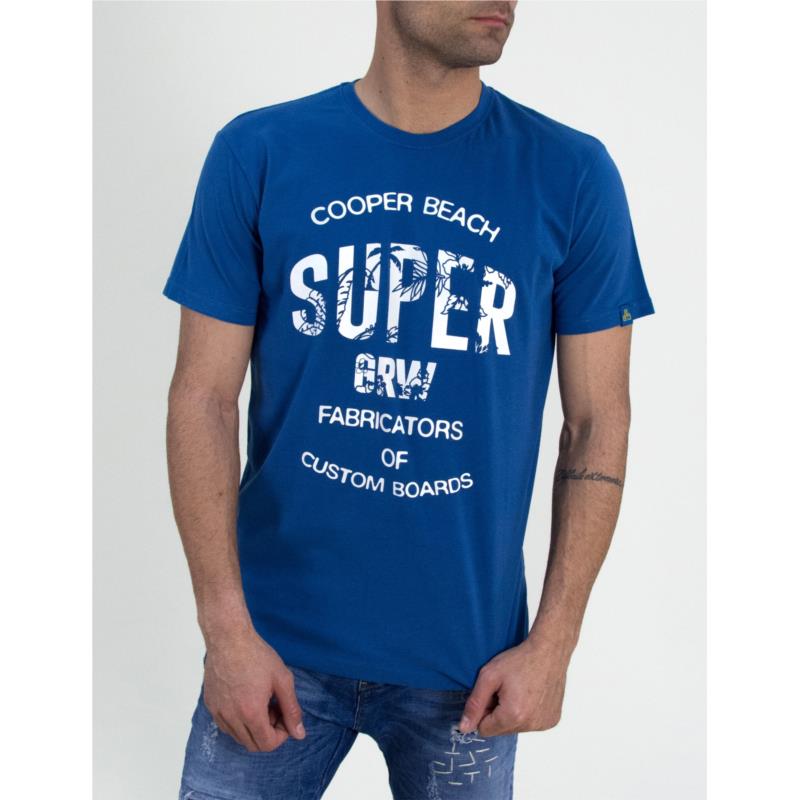 Ανδρικό βαμβακερό T-shirt Green Wood μπλε σχέδια 21K600381H