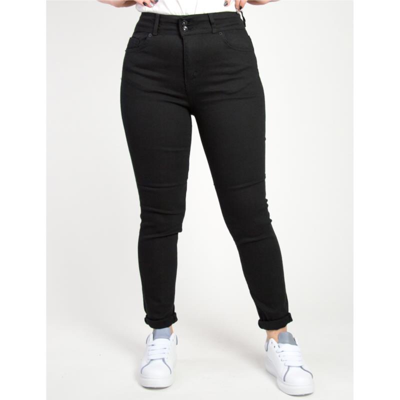 Γυναικείο μαύρο ελαστικό τζιν παντελόνι Plus Size LE1798