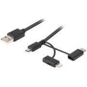 LANBERG 3IN1 CHARGING CABLE USB-A(M) - MICRO-B(M)+LIGHTNING(M)+USB-C(M) 2.0 1.8M BLACK