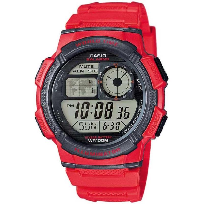 CASIO Collection Sport - AE-1000W-4AVEF, Red case with Red Rubber Strap