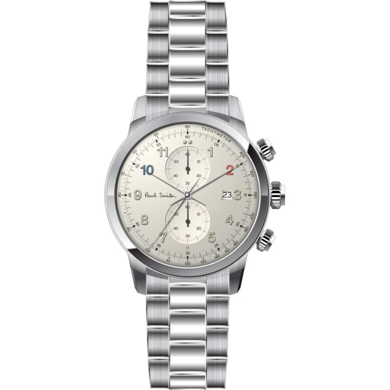 PAUL SMITH Block Chronograph - P10142, Silver case with Stainless Steel Bracelet