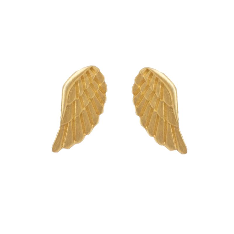 Antria Ασημένια επιχρυσωμένα σκουλαρίκια φτερά αγγέλου