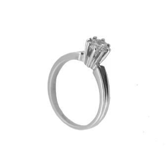 Jt Μονόπετρο ασημένιο δαχτυλίδι με λευκό ζιργκόν 5mm