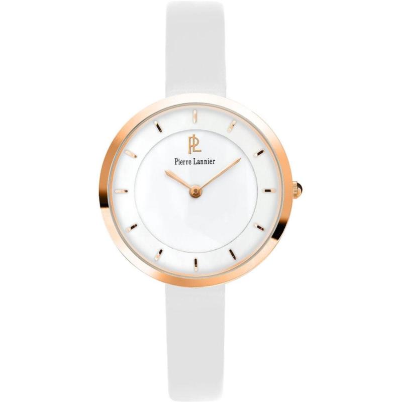 PIERRE LANNIER Ladies - 075J900 Rose Gold case with White Leather strap