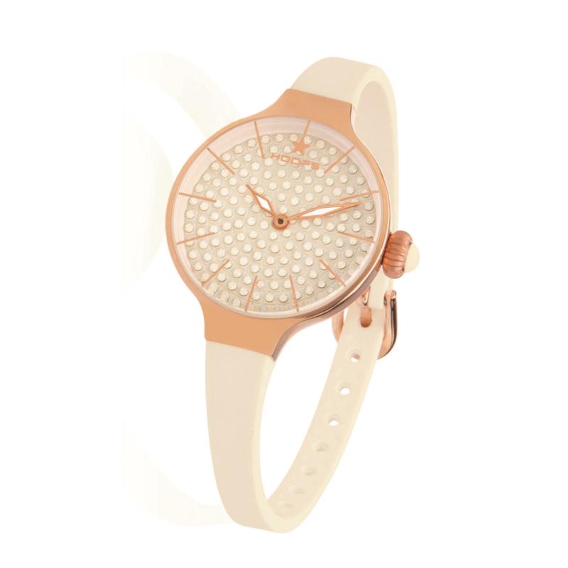 HOOPS Cherie Diamods - 2593LBG09 Rose gold case with Salmon Rubber Strap