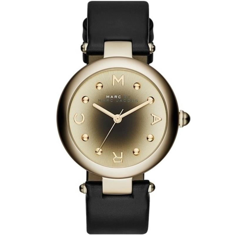 MARC BY MARC JACOBS Dotty - MJ1409, Gold case with Black Leather Strap
