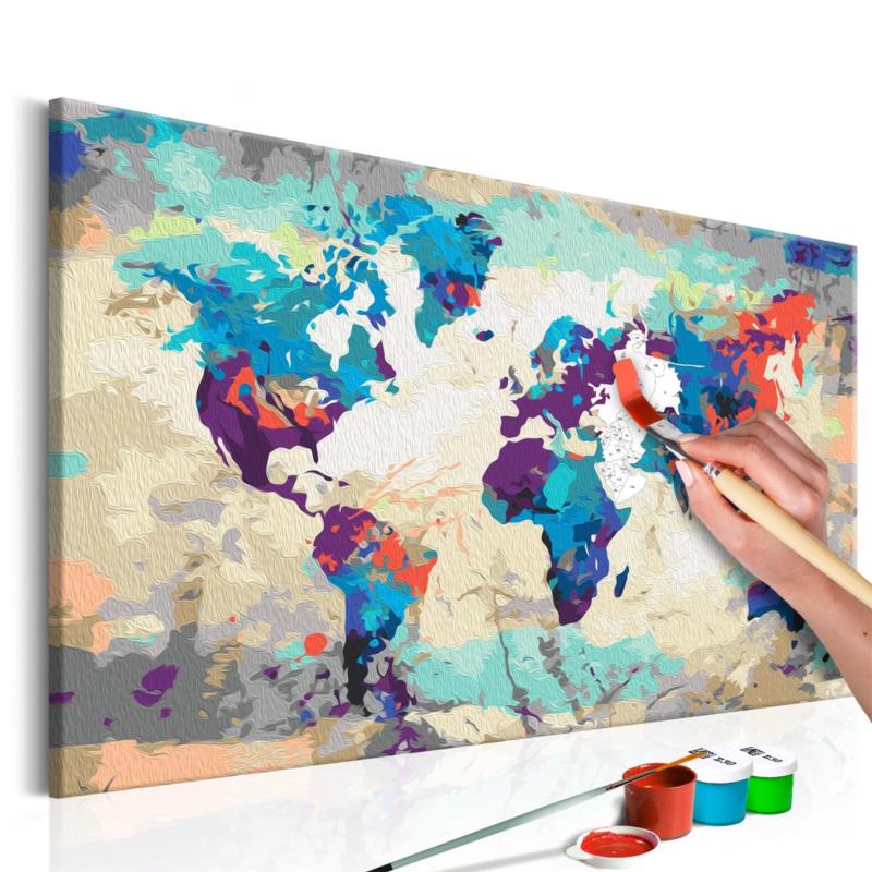 Πίνακας για να τον ζωγραφίζεις - World Map (Blue Red) 60x40