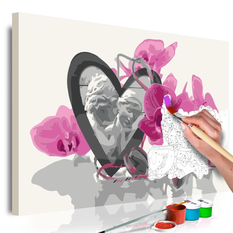Πίνακας για να τον ζωγραφίζεις - Angels (Heart Pink Orchid) 60x40