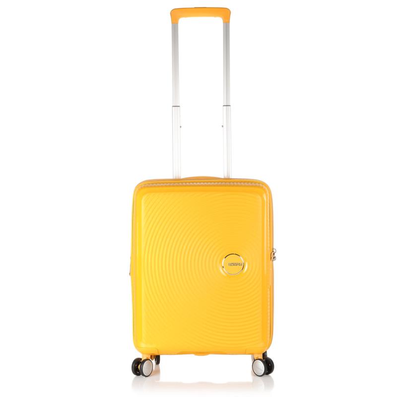 Βαλίτσα Σκληρή Καμπίνας American Tourister Soundbox Spinner 55 EXP Cabin Size 88472-1371 Golden Yellow