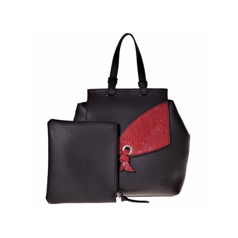 VQF POLO LINE - Γυναικεία τσάντα backpack VQF POLO LINE μαύρη μπορντό