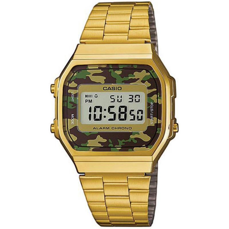 CASIO Collection Camouflage Gold Stainless Steel Bracelet A-168WEGC-3EF