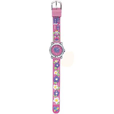 JACQUES FAREL Rabbit and Flowers Pink Rubber Strap KAB5167