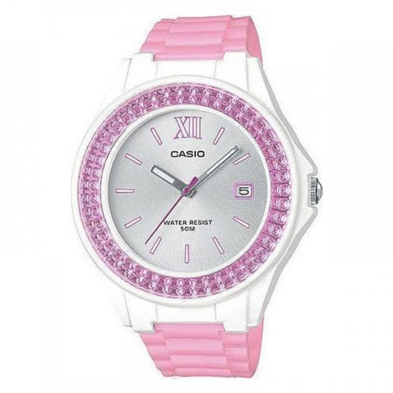 CASIO Collection Crystals Pink Rubber Strap LX-500H-4E3VEF