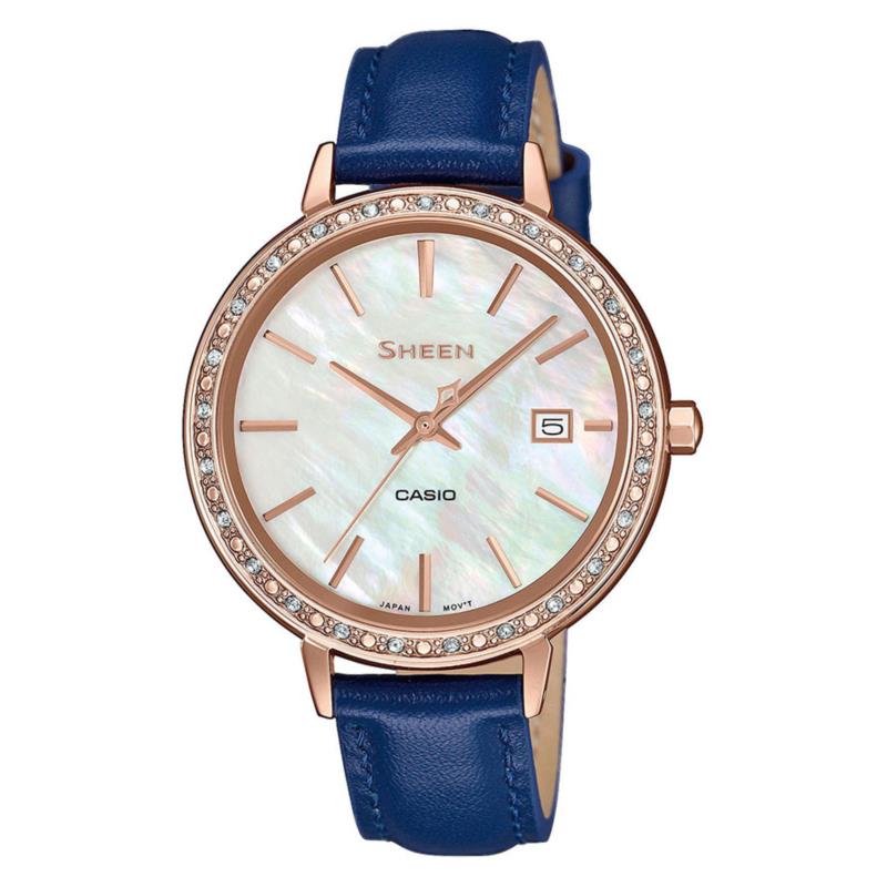 CASIO Sheen Crystals Blue Leather Strap SHE-4052PGL-7AUEF