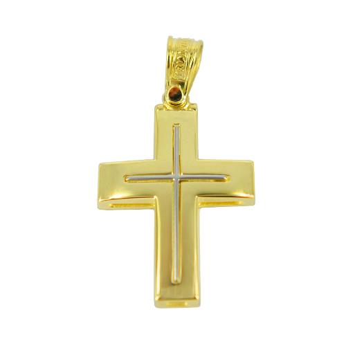 Σταυρός Βάπτισης 14Κ Δίχρωμος Χρυσός Ανδρικός ΤΡΙΑΝΤΟΣ ST1085