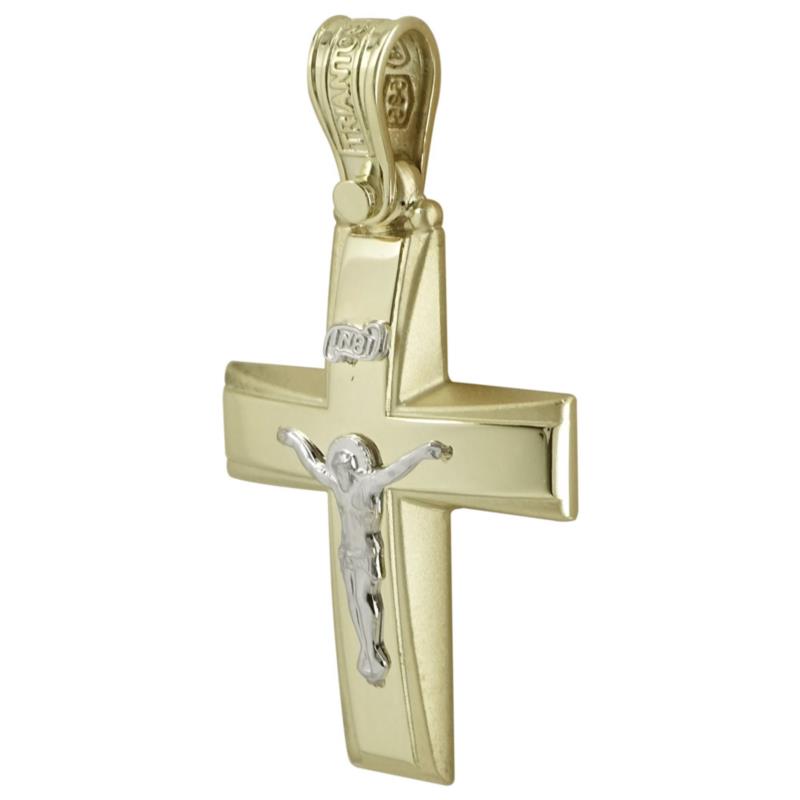 Σταυρός Βάπτισης Κ14 Δίχρωμος Χρυσός Ανδρικός ΤΡΙΑΝΤΟΣ ST1931