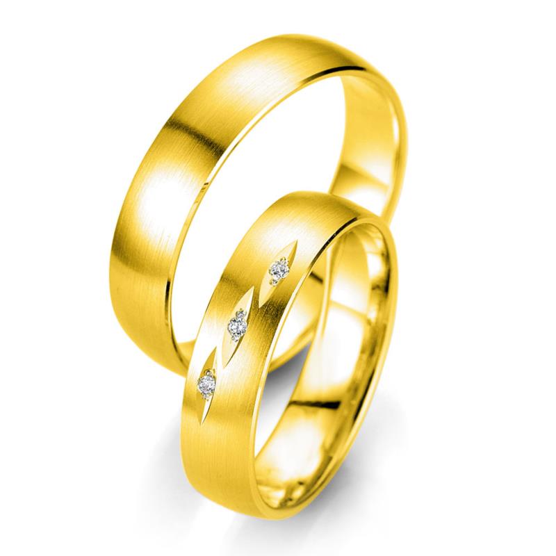 Κίτρινη Χρυσή Βέρα Γάμου Breuning με ή χωρίς Πέτρες WR329 diamonds k18