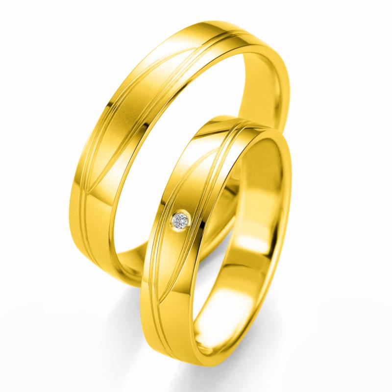 Κίτρινη Χρυσή Βέρα Γάμου Breuning με ή χωρίς Πέτρες WR332 diamonds k8