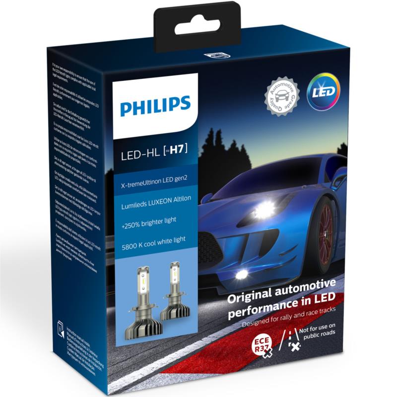 Λαμπες Philips H7 X-TREME ULTINON LED GEN2 12V 25W +250% περισσοτερο φως 5800K 2TMX
