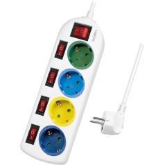 LOGILINK LPS257 SOCKET OUTLET 4-WAY WITH 5 SWITCHES 1.5M MULTICOLOR