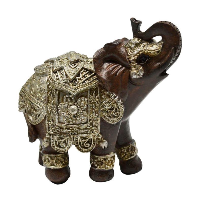 Ελέφαντας Διακοσμητικός Όψη Ξύλου ANKOR Ασημί Polyester 4x9x9cm