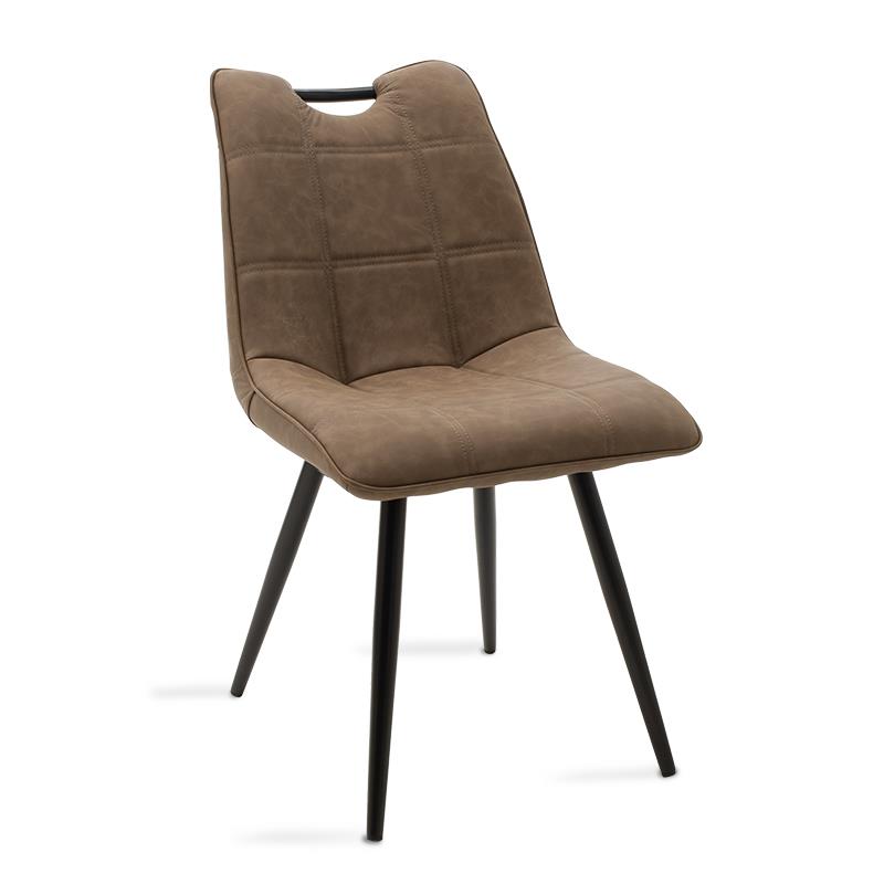 Καρέκλα "NELY" μεταλλική-pu σε μαύρο-σκούρο antique καφέ χρώμα 47x61x85