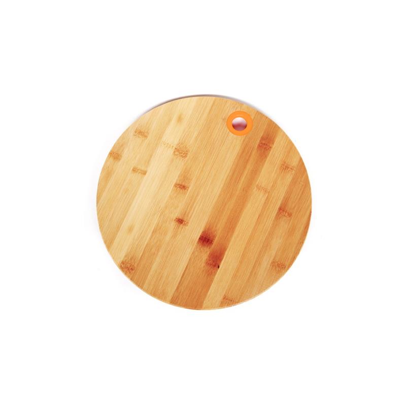 Muhler Ξύλινος Στρογγυλός Δίσκος Κοπής Μπαμπού (Bamboo) με λεπτομέρεια σε Πορτοκαλί χρώμα, MR-1635BS - Muhler