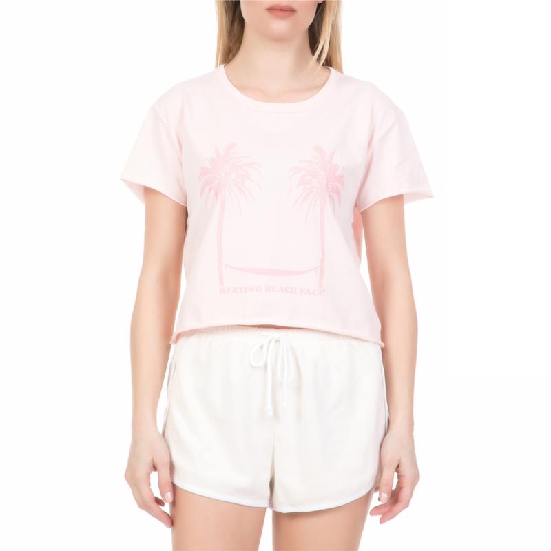 JUICY COUTURE - Γυναικεία κοντομάνικη μπλούζα RESTING BEACH FACE GRAPHIC JUICY COUTURE ροζ