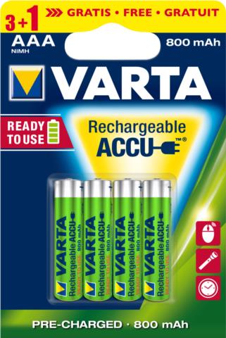 Μπαταρίες Επαναφορτιζόμενες 4τμχ 1.2V 800mAh AAA Varta 56703