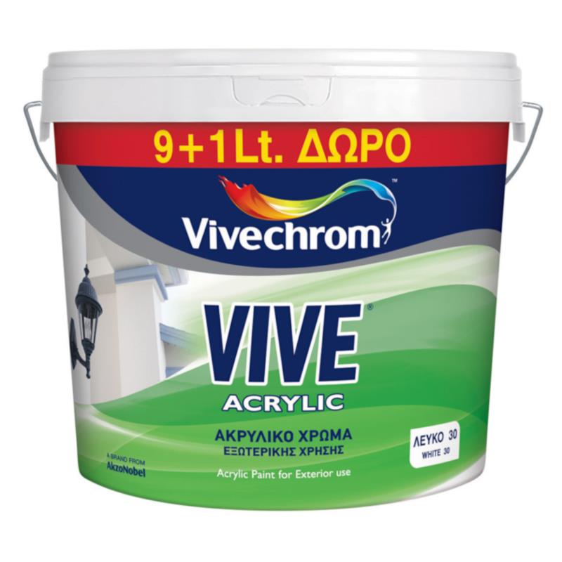 Ακρυλικό Χρώμα VIVECHROM VIVE ACRYLIC 30 ΛEYKO 9lt+1lt