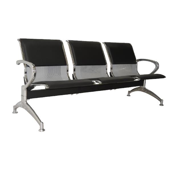 Κάθισμα Ε503,02 Υποδοχής 3-Θ Μαύρο PVC (Σκελ.Χρώμιο) 180x68x80cm